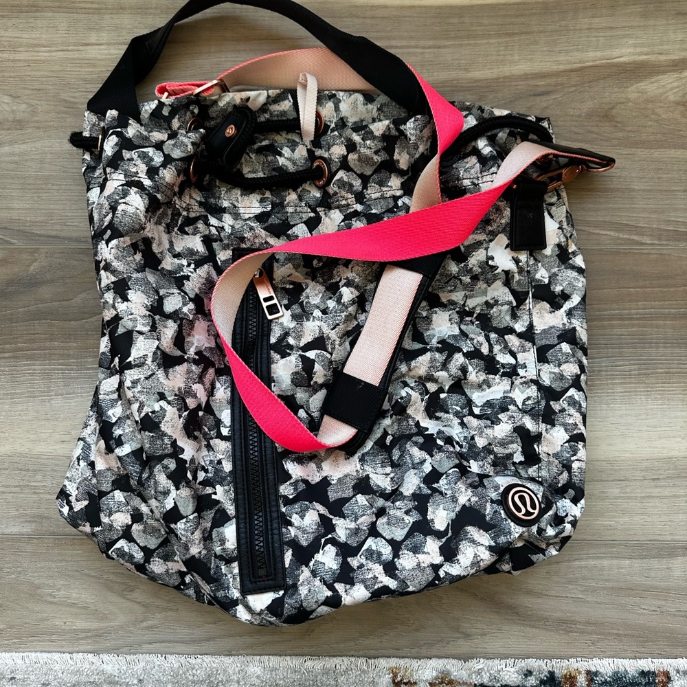 lululemon athletica Black and Pink Patterned Backpack
